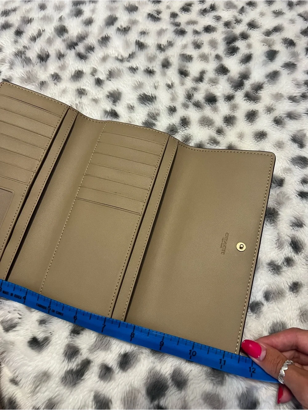 Coach Women's Leather Trifold Wallet in Tan & Cream Signature Canvas